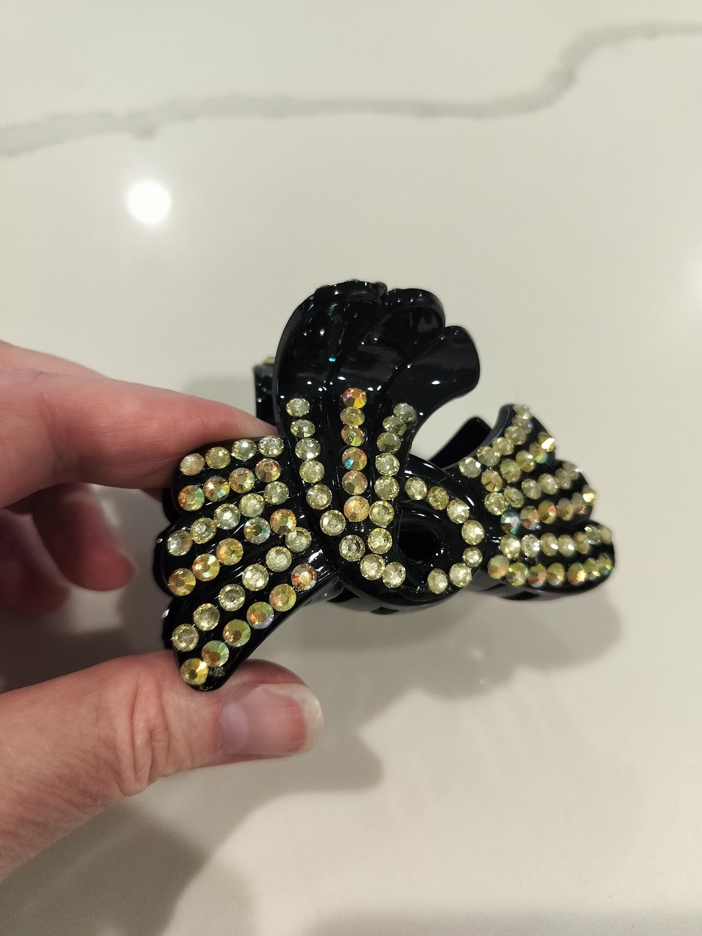 Black Rhinestone Bow Hair Claw Clip